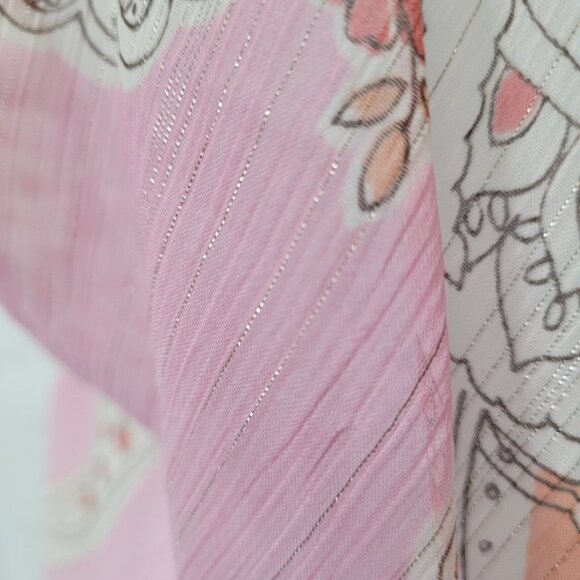 Vtg Y2k Babydoll Top Whimsical Boho Fairy Pink Glitter Coquette Feminine Dainty - Picture 11 of 15